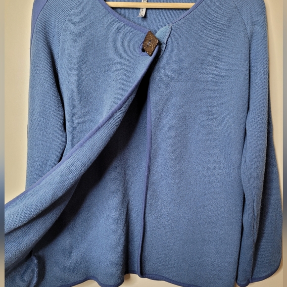 Lulu B Blue Cardigan Sweater 1 Button Front Casual Cozy Size Large - Picture 4 of 8
